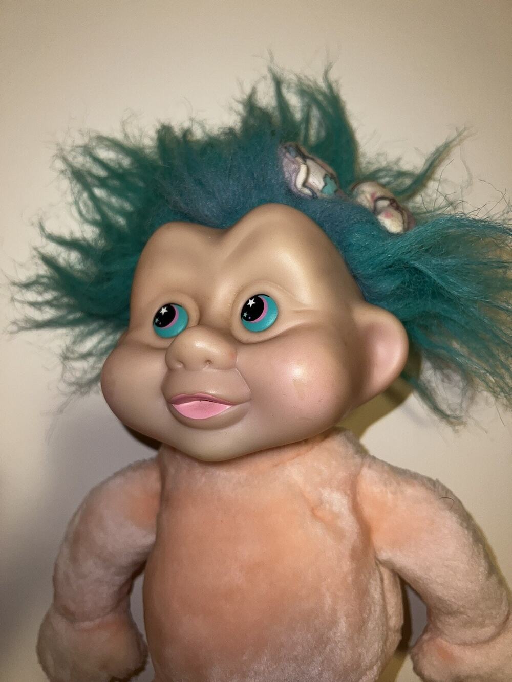 Vintage Applause Magic Trolls Plush Baby Blue Hair Starry Eyes
